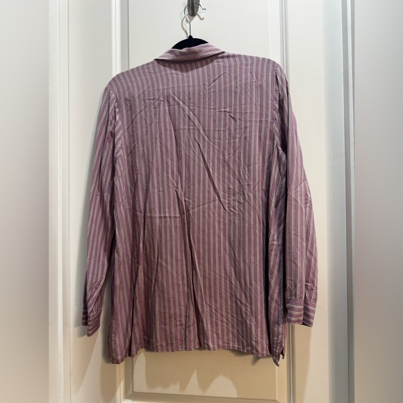 J Jill Lavender Stripe button down shirt large long sleeve armpit to armpit 22” - Picture 6 of 13